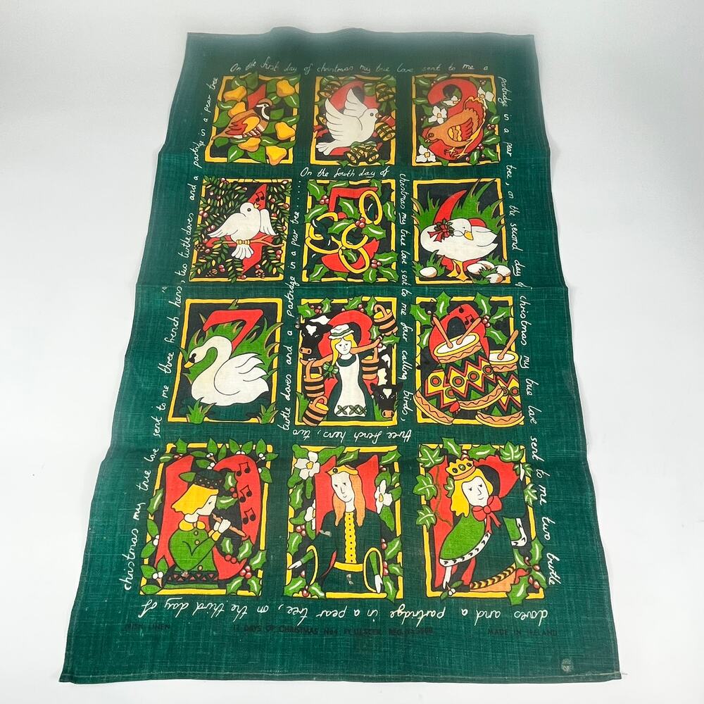 Ulster Weavers 12 Days of Christmas Linen Tea Towel Made in Ireland Vintage READ